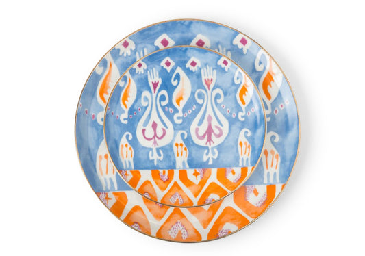 POSH Orange & Blue Dessert and Dinner Plate