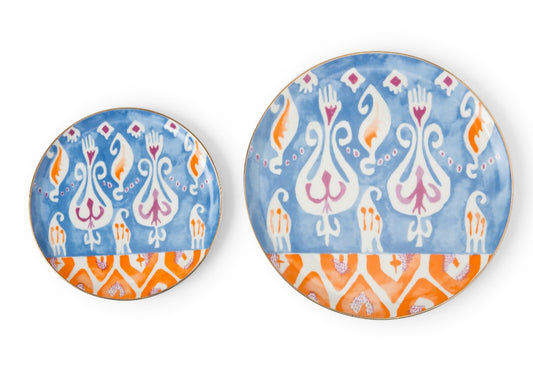 POSH Orange & Blue Dessert and Dinner Plate
