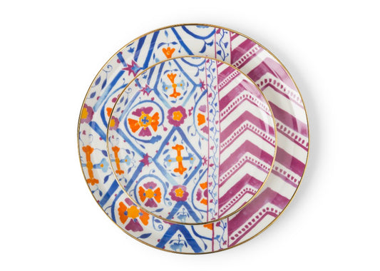 POSH Light Blue & Orange Dinner Plate