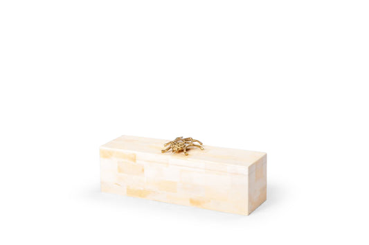 Rectangular Marble Box with Gold Insect Detail
