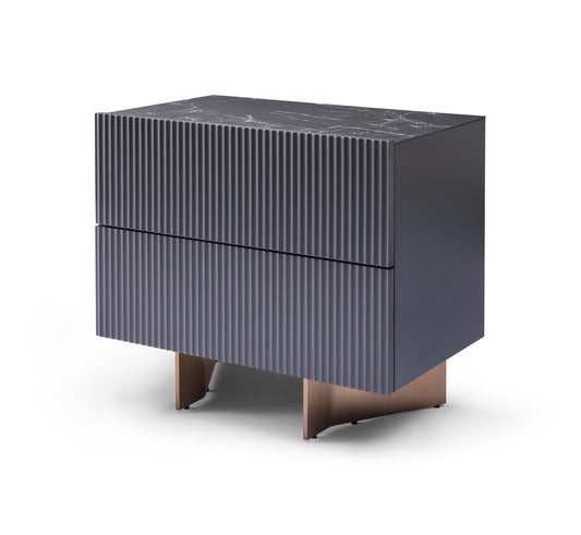 Contemporary Ribbed Detail Nightstand