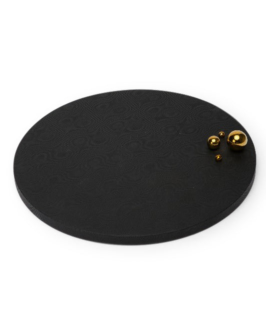 Giobagnara Black Leather Tray with Golden Bubbles