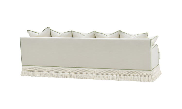 Dawes Fringe Sofa, Cream/Teal with Green Line