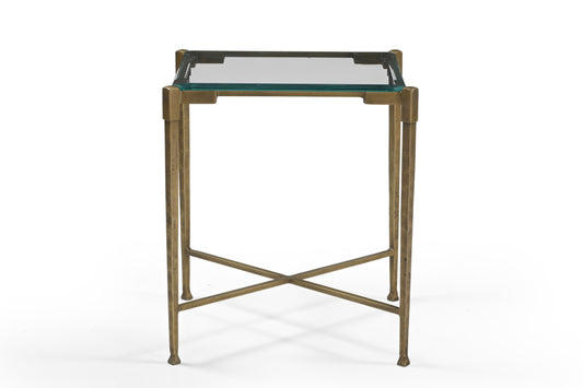 Clarence Iron Side Table w/ Glass Top
