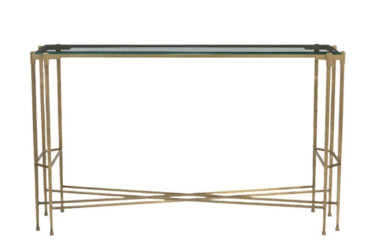 Archibald Iron Console Table w/ Glass Top