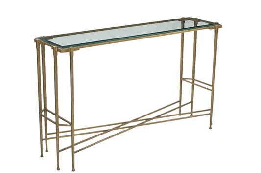 Archibald Iron Console Table w/ Glass Top