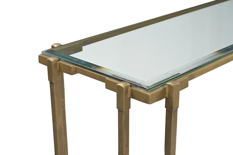 Archibald Iron Console Table w/ Glass Top