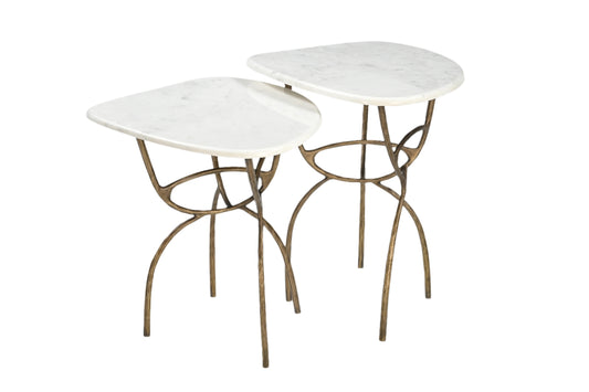 Giovanni Iron Side Table w/ Marble top Set of 2