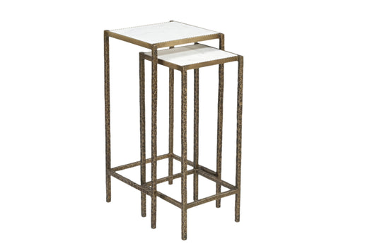 Percival Iron Side Table w/ Marble top Set of 2