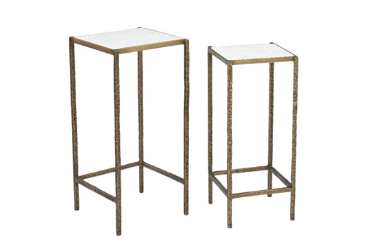 Percival Iron Side Table w/ Marble top Set of 2