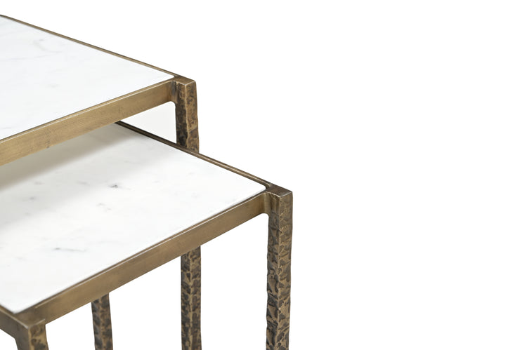Percival Iron Side Table w/ Marble top Set of 2