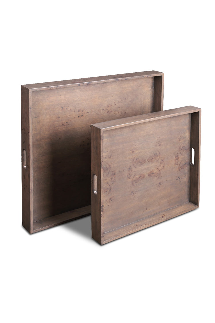 Ash Gray Mappa Burl Tray S/2