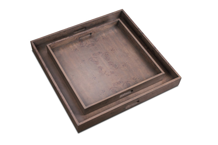 Ash Gray Mappa Burl Tray S/2