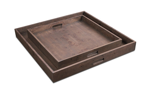 Ash Gray Mappa Burl Tray S/2