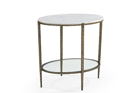 IRON SIDE TABLE WITH MARBEL TOP