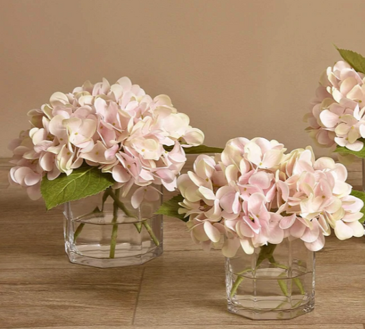 Hydrangea Arrangement in Glass Vase