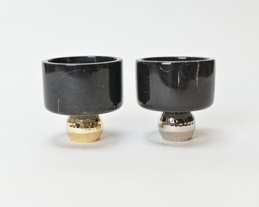 Black Marble Bowl with Stand