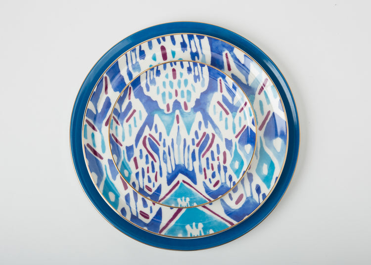 POSH Light & Dark Blue Dessert and Dinner Plate