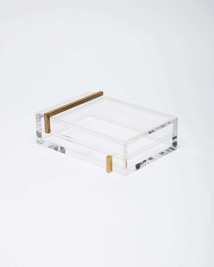 Clear Acrylic Box with Brass Strap