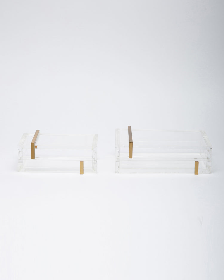 Clear Acrylic Box with Brass Strap