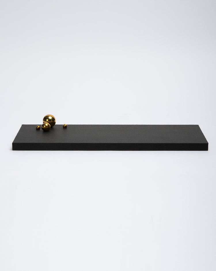 Giobagnara Black Leather Tray with Golden Bubbles.
