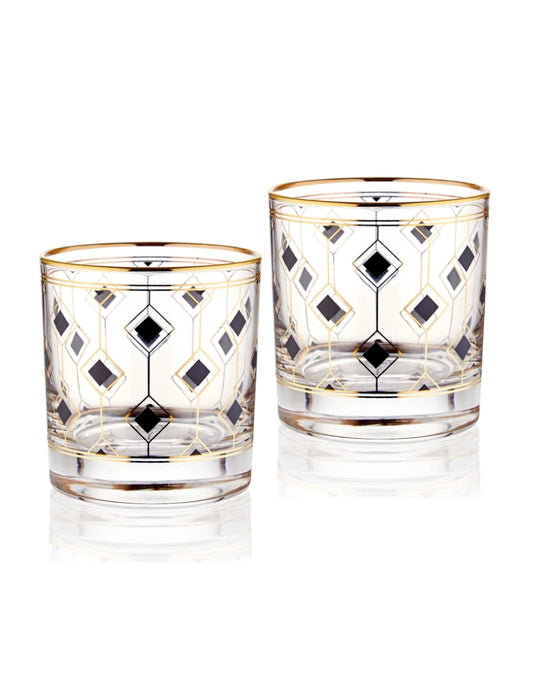 Set of 2 Black Dimond Glasses