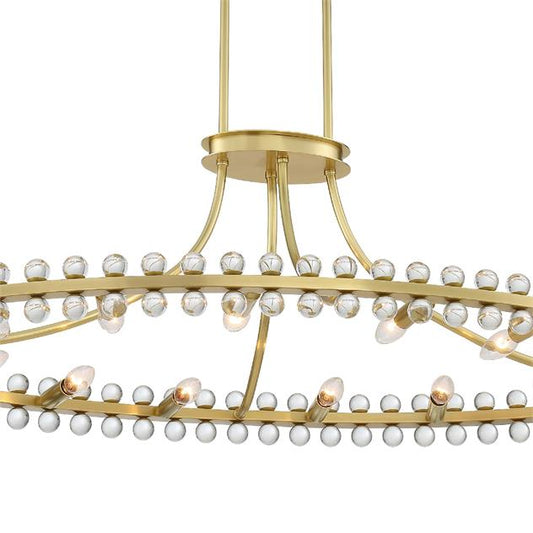 Clover 12 Light Aged Brass Chandelier
