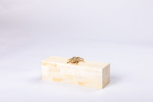Rectangular Marble Box with Gold Insect Detail