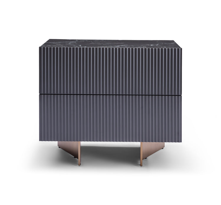 Contemporary Ribbed Detail Nightstand