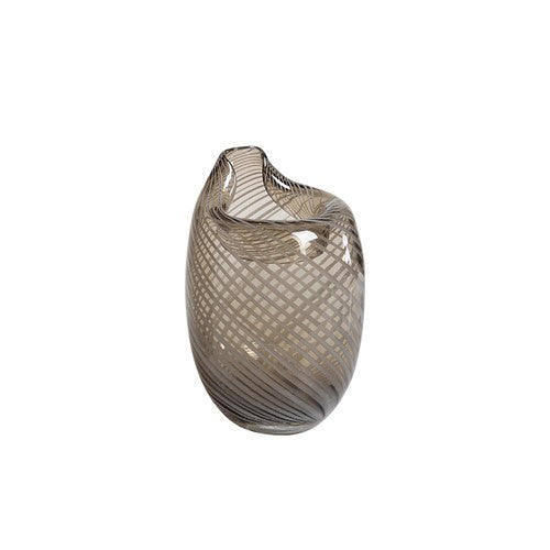 Glass Vase - Striped Brown Bottle - B