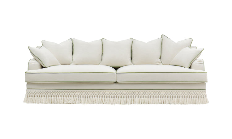 Dawes Fringe Sofa, Cream/Teal