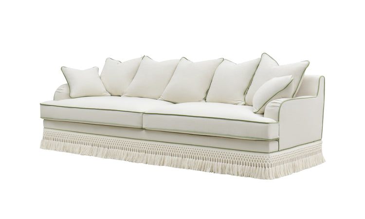 Dawes Fringe Sofa, Cream/Teal