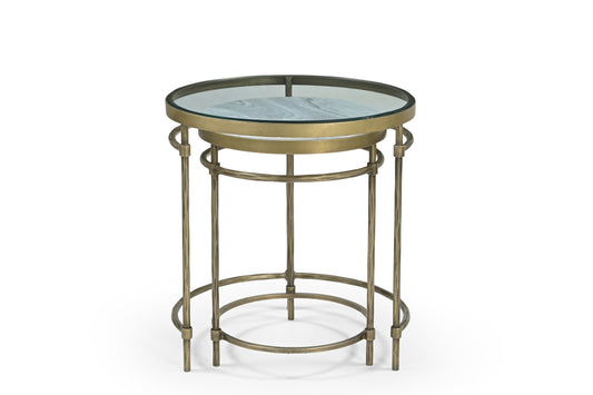 Volakas Marble & Glass Side Tables (SET-2)