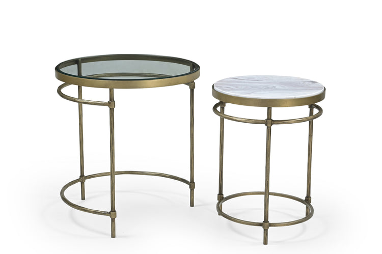 Volakas Marble & Glass Side Tables (SET-2)