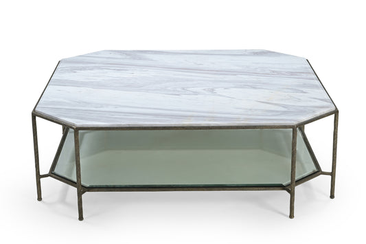 Volakas Iron Coffee Table with Marble Top