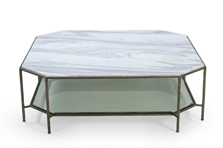 Volakas Iron Coffee Table with Marble Top