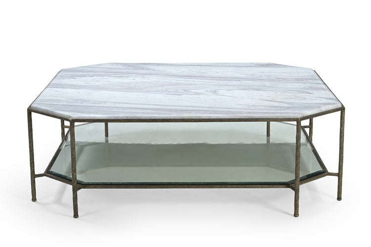 Volakas Iron Coffee Table with Marble Top