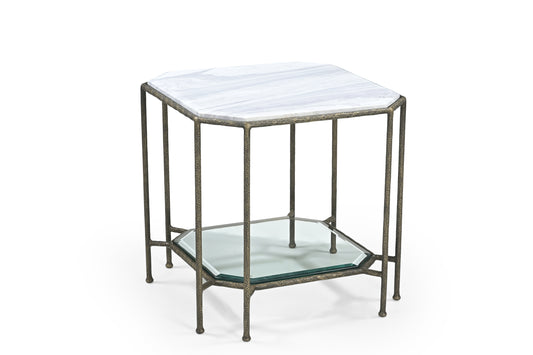 Volakas Iron Side Table with Marble Top