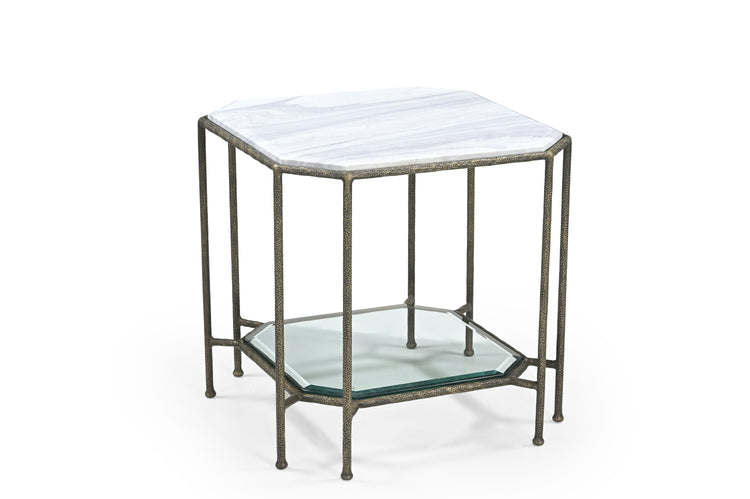 Volakas Iron Side Table with Marble Top