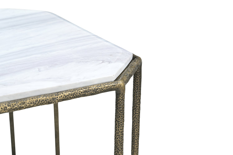 Volakas Iron Side Table with Marble Top