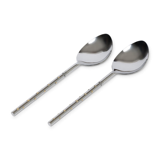 Salad Spoon (Shiny Silver / Gold ball) Set of 2