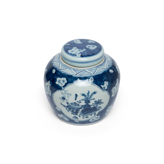 Blue & White Porcelain Oriental Ginger Jar