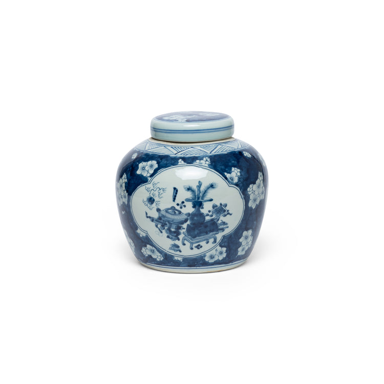 Blue & White Porcelain Oriental Ginger Jar