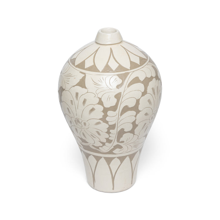 Floral Embossed Ceramic Vase (Tall)