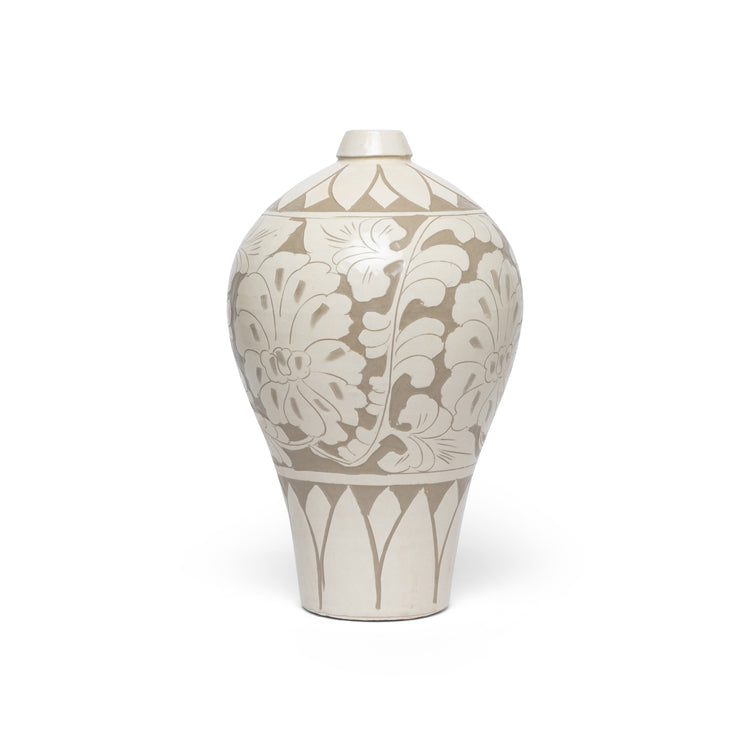 Floral Embossed Ceramic Vase (Tall)