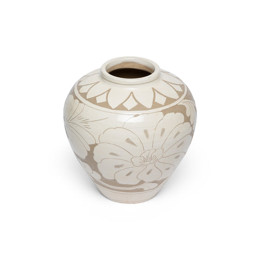 Floral Embossed Ceramic Vase (Large)