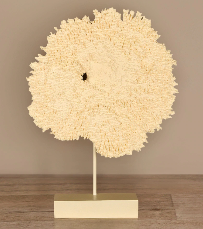 Resin Round Coral With Metal Pole on Base