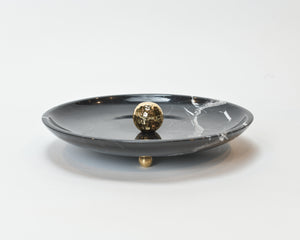 Black Marble Serving Bowl with Round Handle