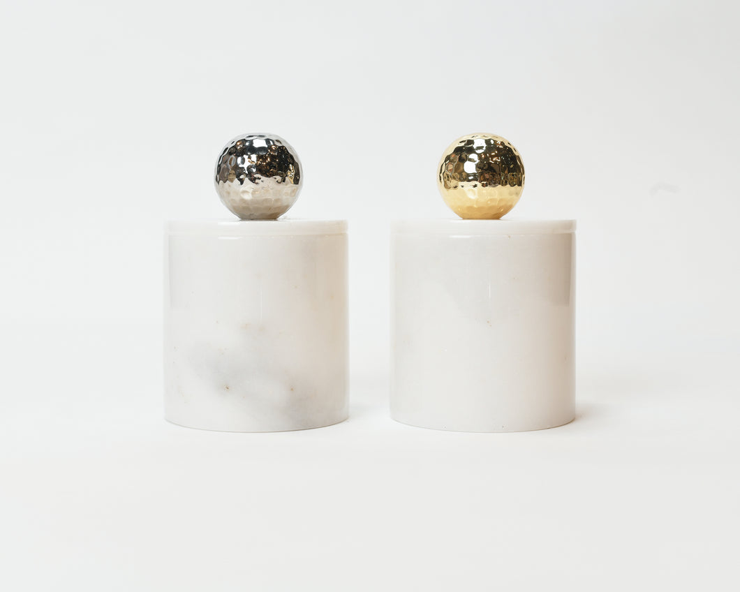 White Marble Nut Bowl with Cover
