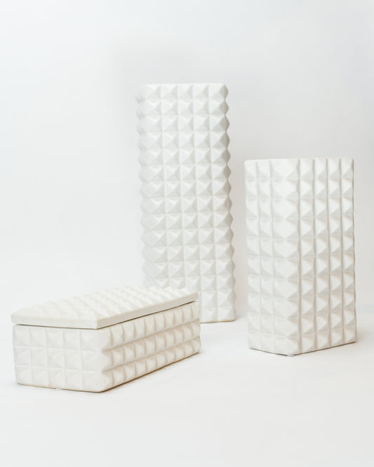 White Ceramic Vases and Box